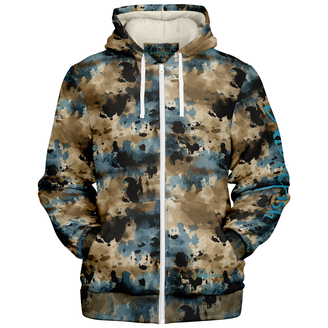Chokefish™ Microfleece Zip-Up Hoodie Acid-Wash Colors-014