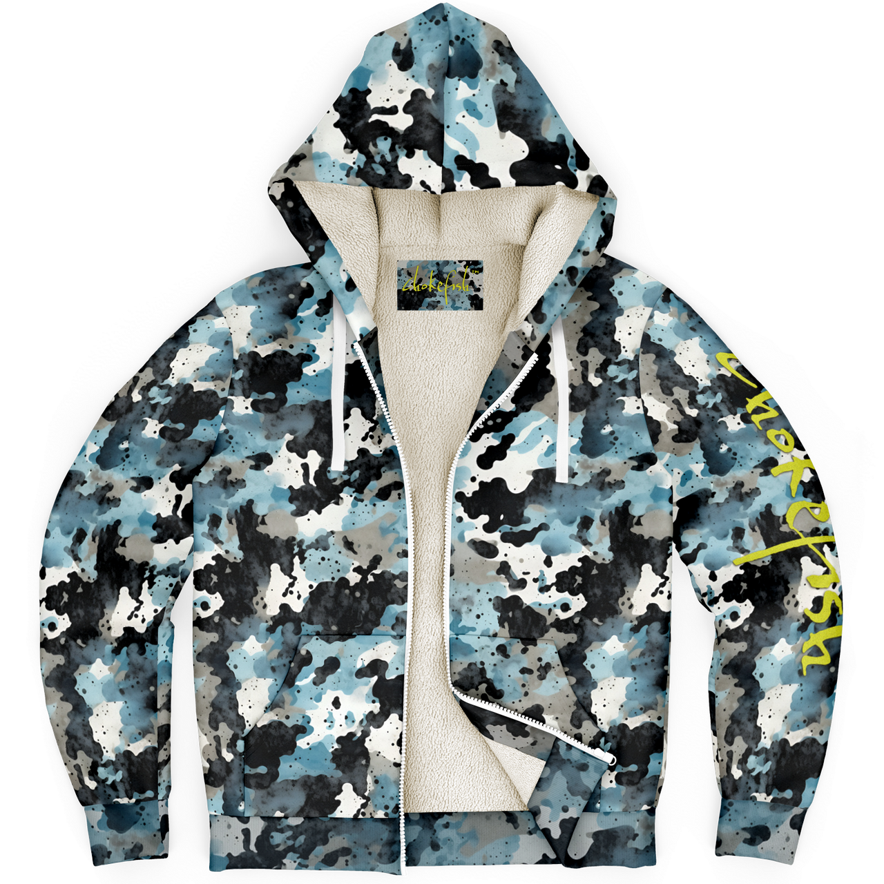 Chokefish™ Microfleece Zip-Up Hoodie Acid-Wash Colors-012