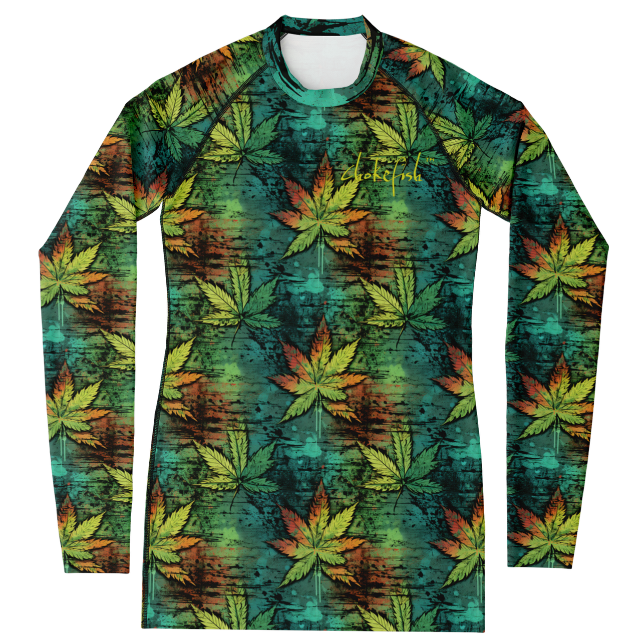 Chokefish™ Long Sleeve Rashguard Cannabis Woman's Shirt-004