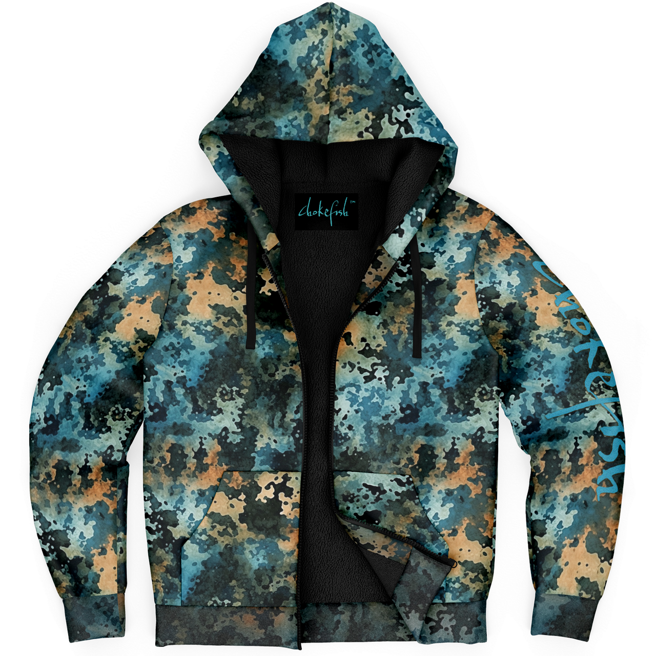 Chokefish™ Microfleece Zip-Up Hoodie Acid-Wash Colors-004B
