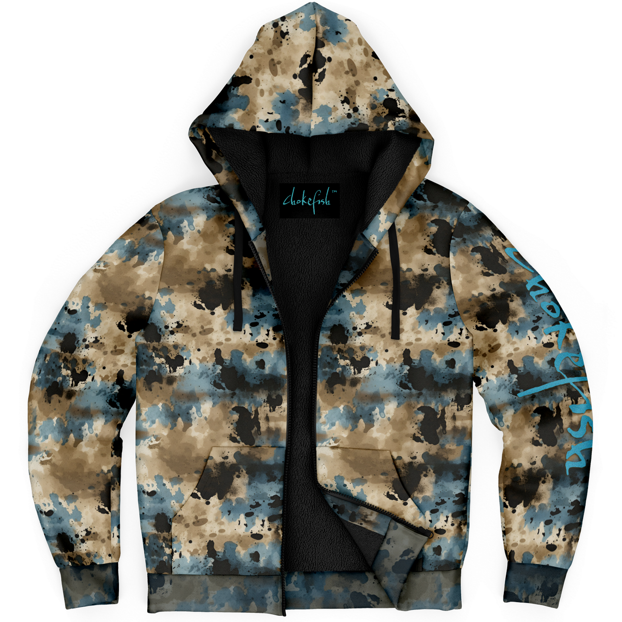 Chokefish™ Microfleece Zip-Up Hoodie Acid-Wash Colors-014B