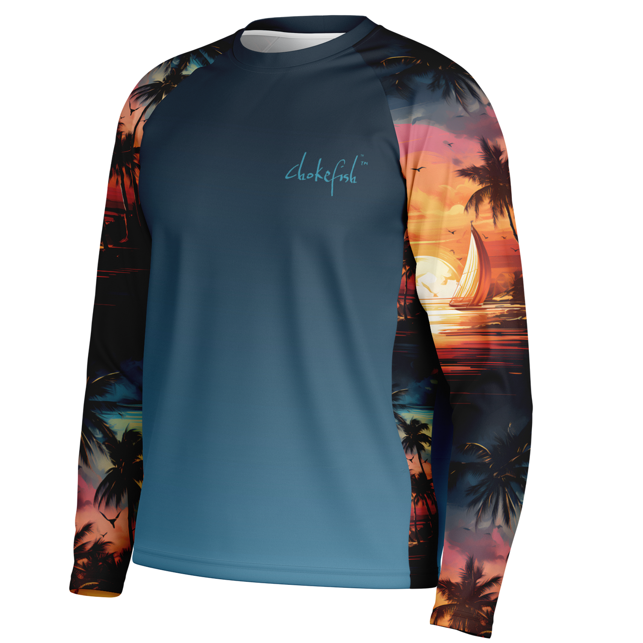 Chokefish™ Long Sleeve Every Day All Weather Trees&Boats Shirt Men's-011