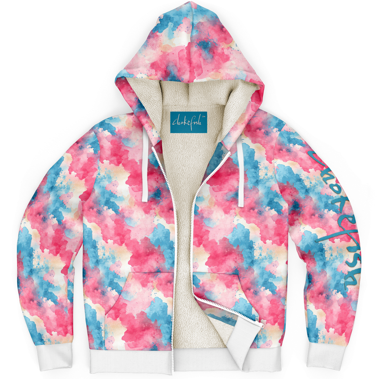 Chokefish™ Microfleece Zip-Up Hoodie Acid-Wash Colors-001