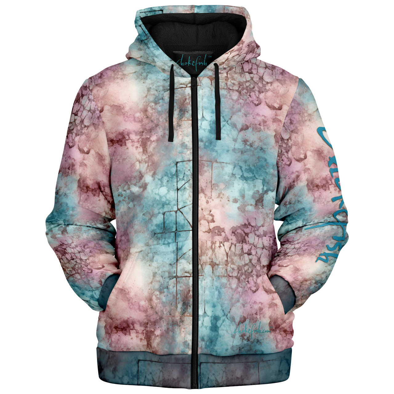 Chokefish™ Microfleece Zip-Up Hoodie Acid-Wash Colors-005B