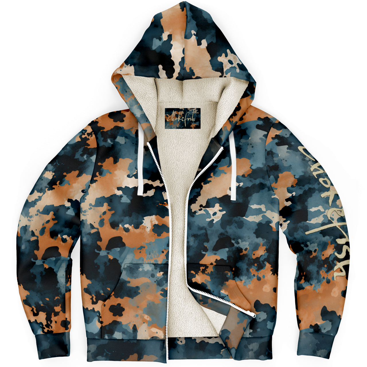 Chokefish™ Microfleece Zip-Up Hoodie Acid-Wash Colors-011