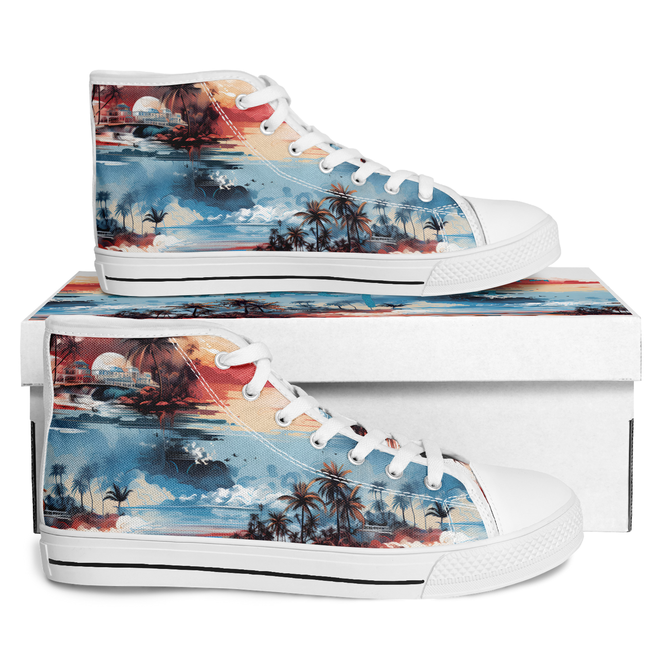 Chokefish™ Urban Peak Retro High Tops Trees & Boats-001