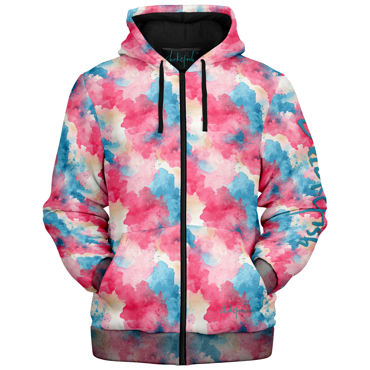 Chokefish™ Microfleece Zip-Up Hoodie Acid-Wash Colors-001B