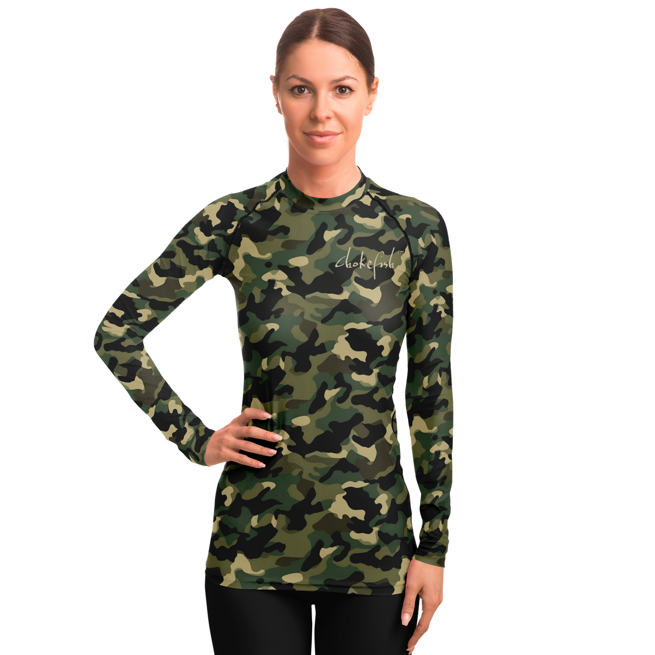 Chokefish™ Long Sleeve Rashguard Camouflage Woman's Shirt-002