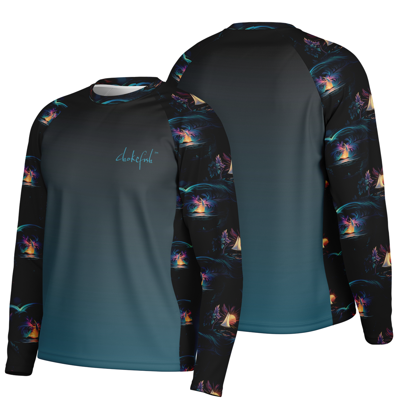 Chokefish™ Long Sleeve Every Day All Weather Trees&Boats Shirt Men's-020-1
