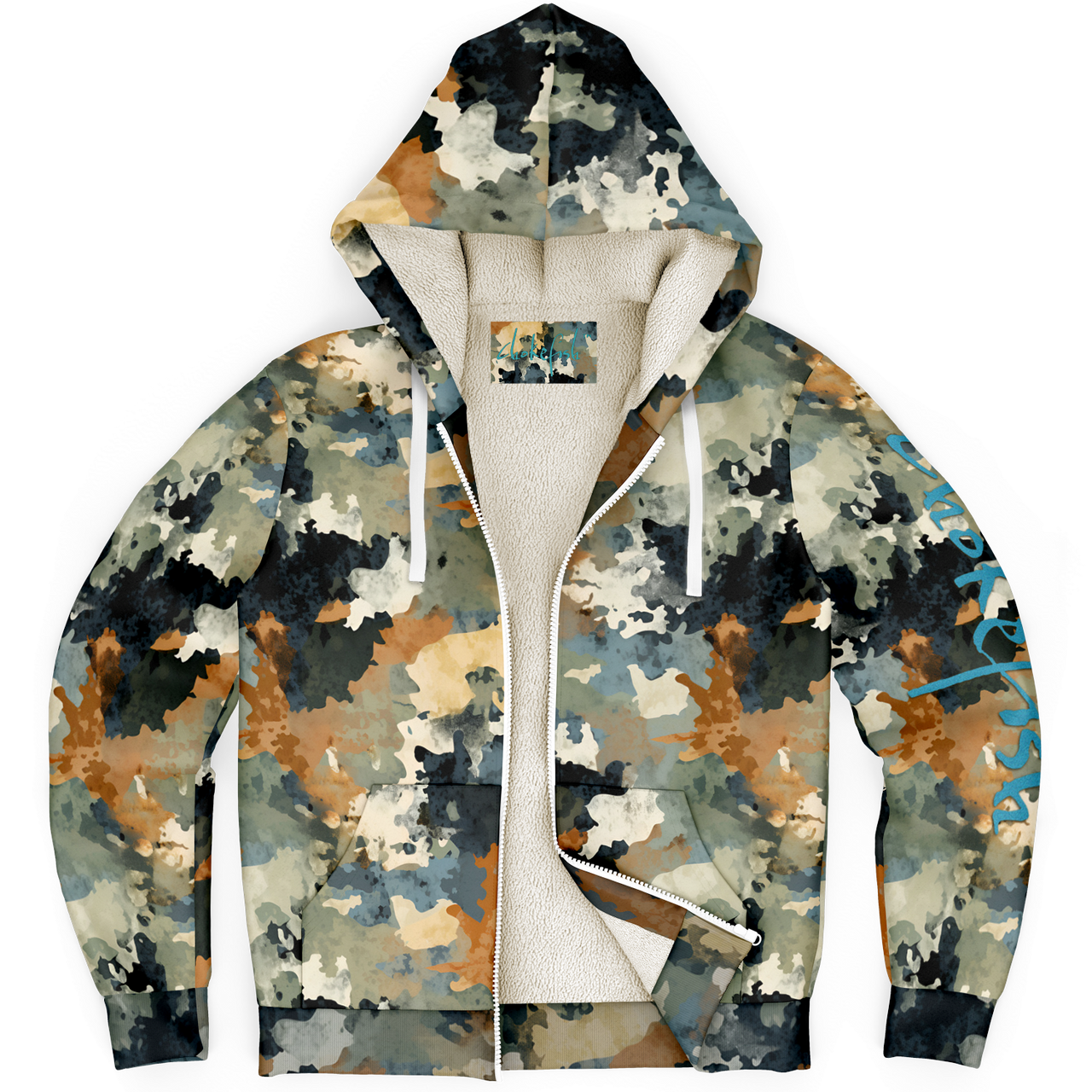 Chokefish™ Microfleece Zip-Up Hoodie Acid-Wash Colors-013