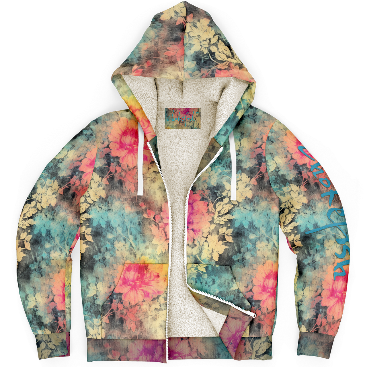 Chokefish™ Microfleece Zip-Up Hoodie Acid-Wash Colors-009