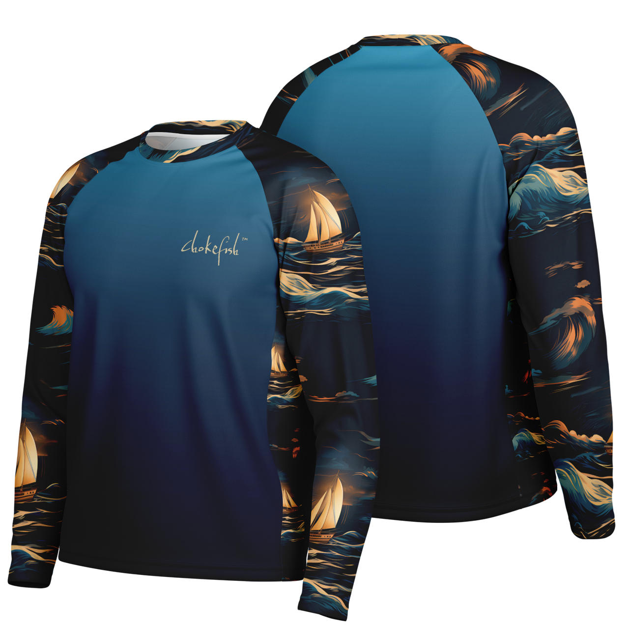 Chokefish™ Long Sleeve Every Day All Weather Trees&Boats Shirt Men's-015