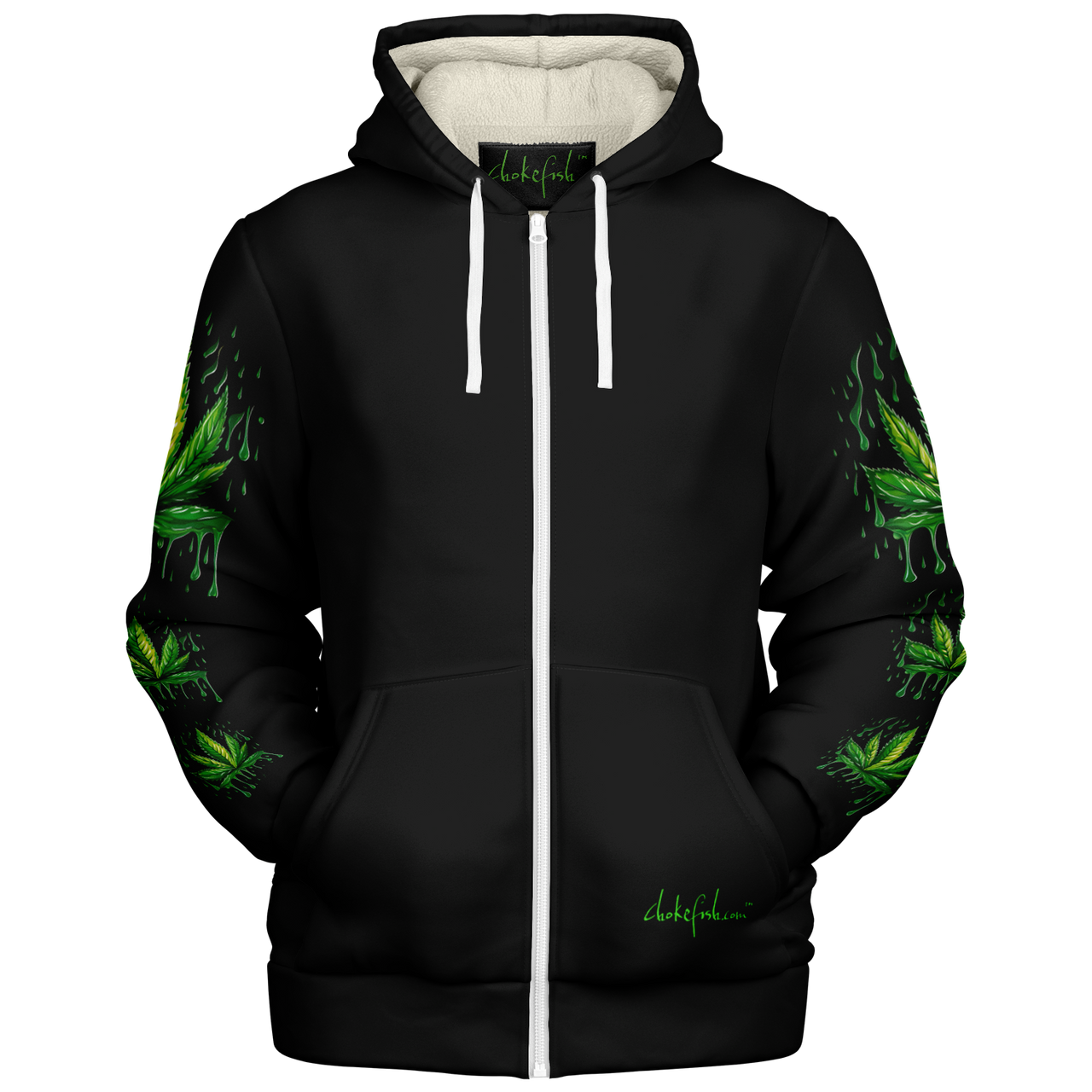 Chokefish™ Microfleece Zip-Up Hoodie Cannabis-003