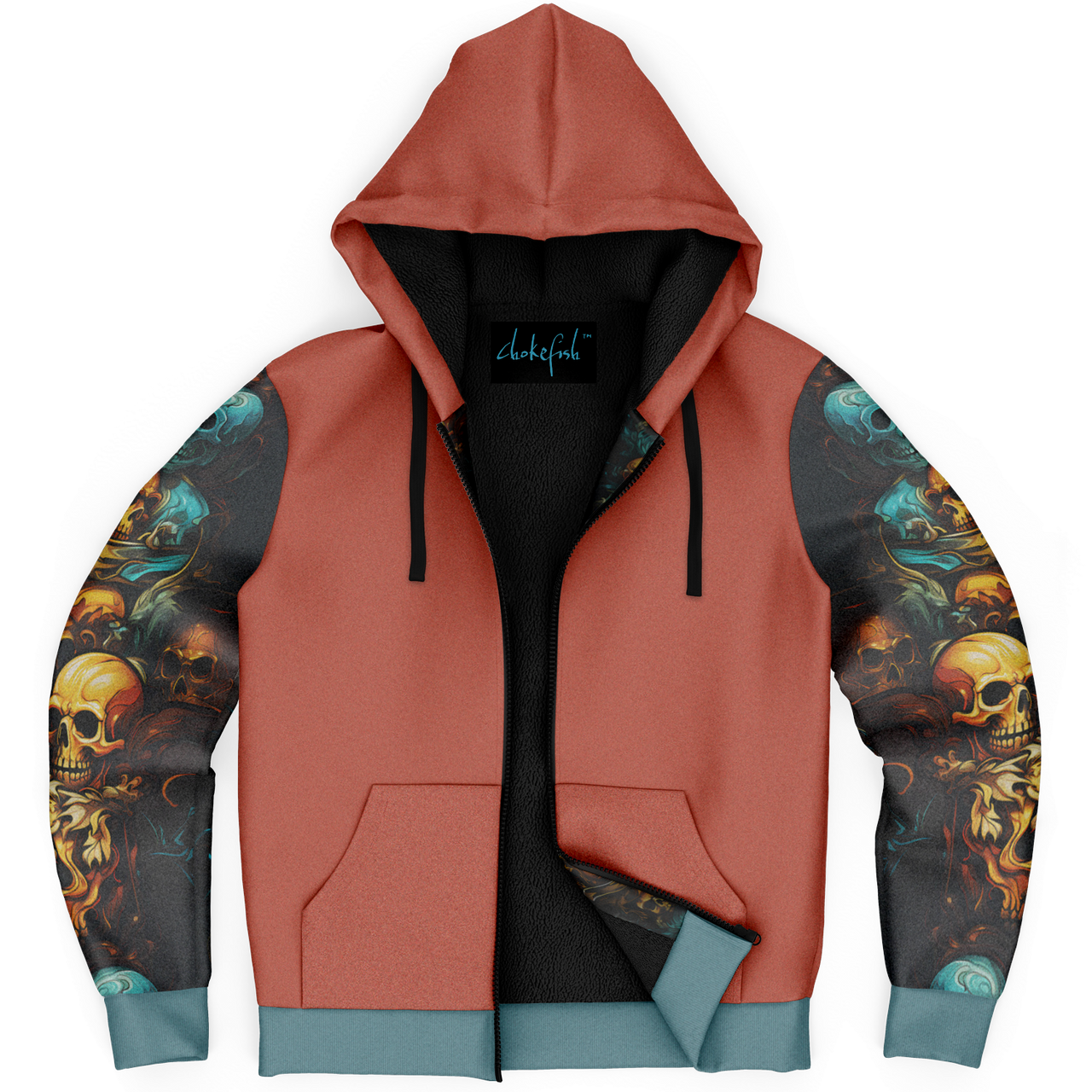 Chokefish™ Microfleece Zip-Up Hoodie Skulls-001B