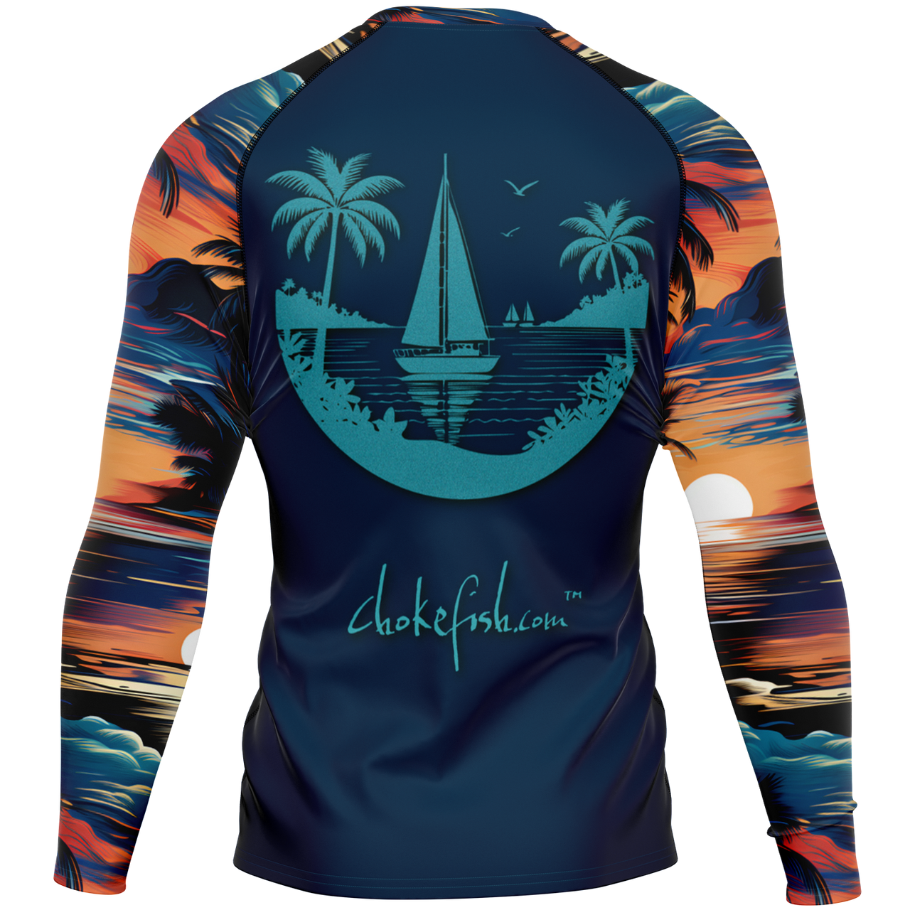 Chokefish™ Long Sleeve Rashguard Trees&Boats Men's Shirt-002