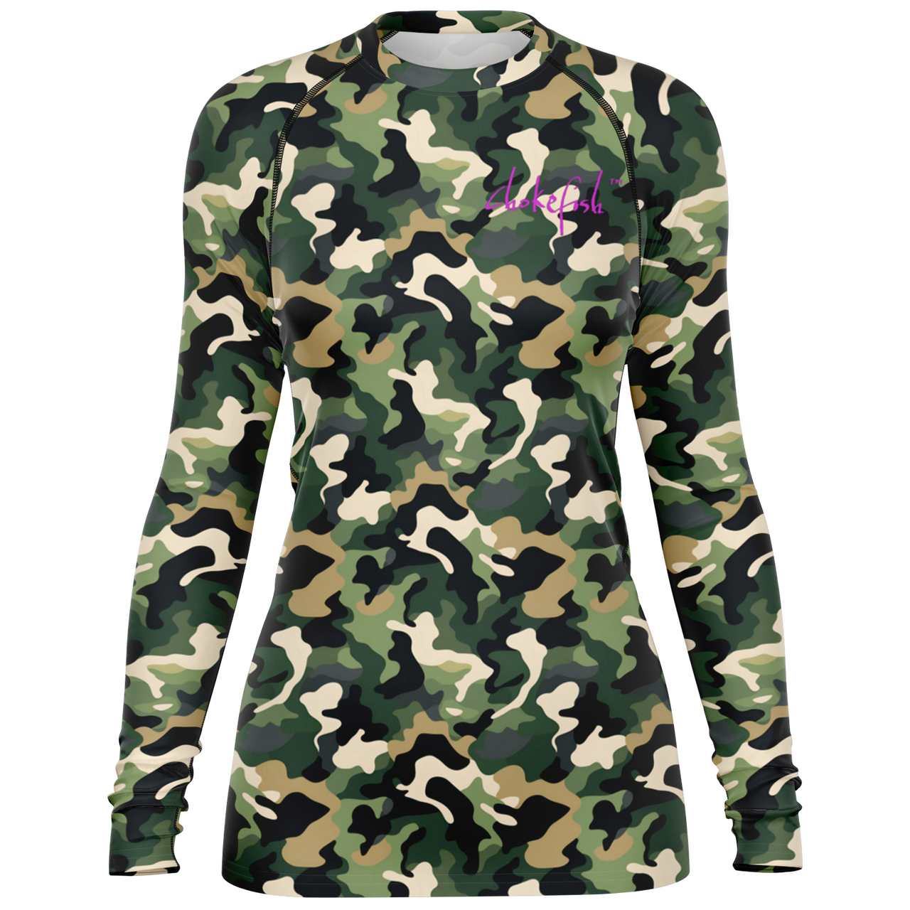 Chokefish™ Long Sleeve Rashguard Camouflage Woman's Shirt-001