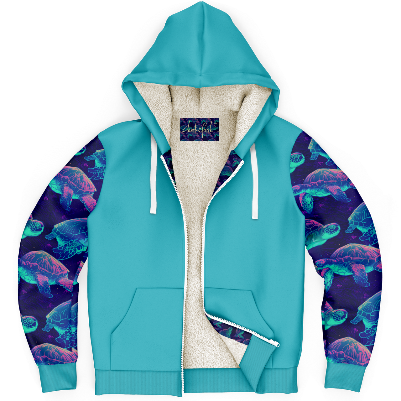 Chokefish™ Microfleece Zip-Up Hoodie Marine Life-014