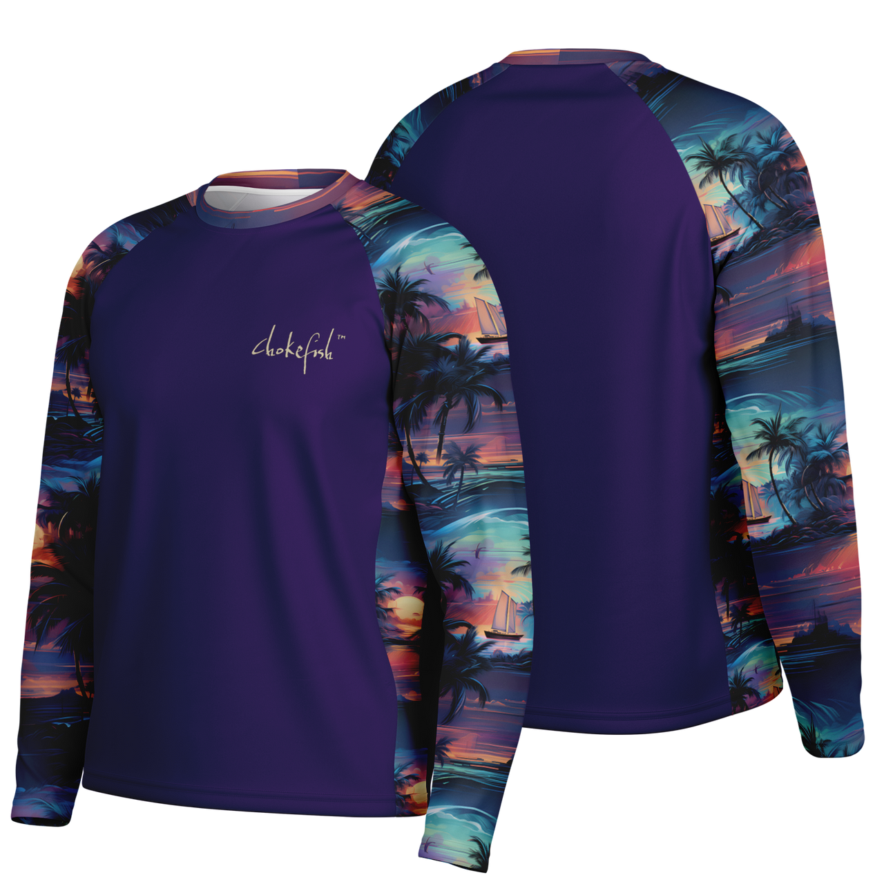 Chokefish™ Long Sleeve Every Day All Weather Trees&Boats Shirt Men's-004