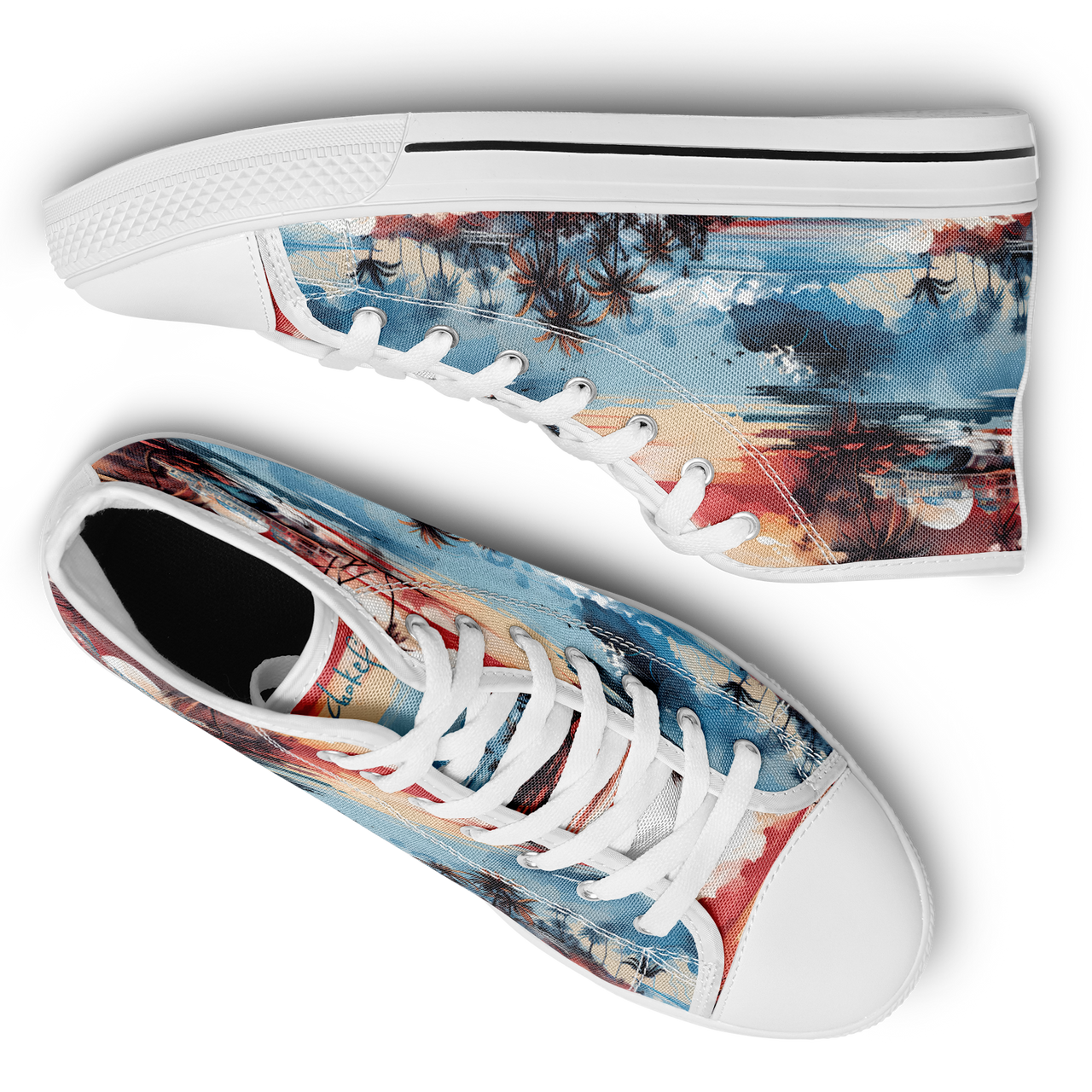 Chokefish™ Urban Peak Retro High Tops Trees & Boats-001