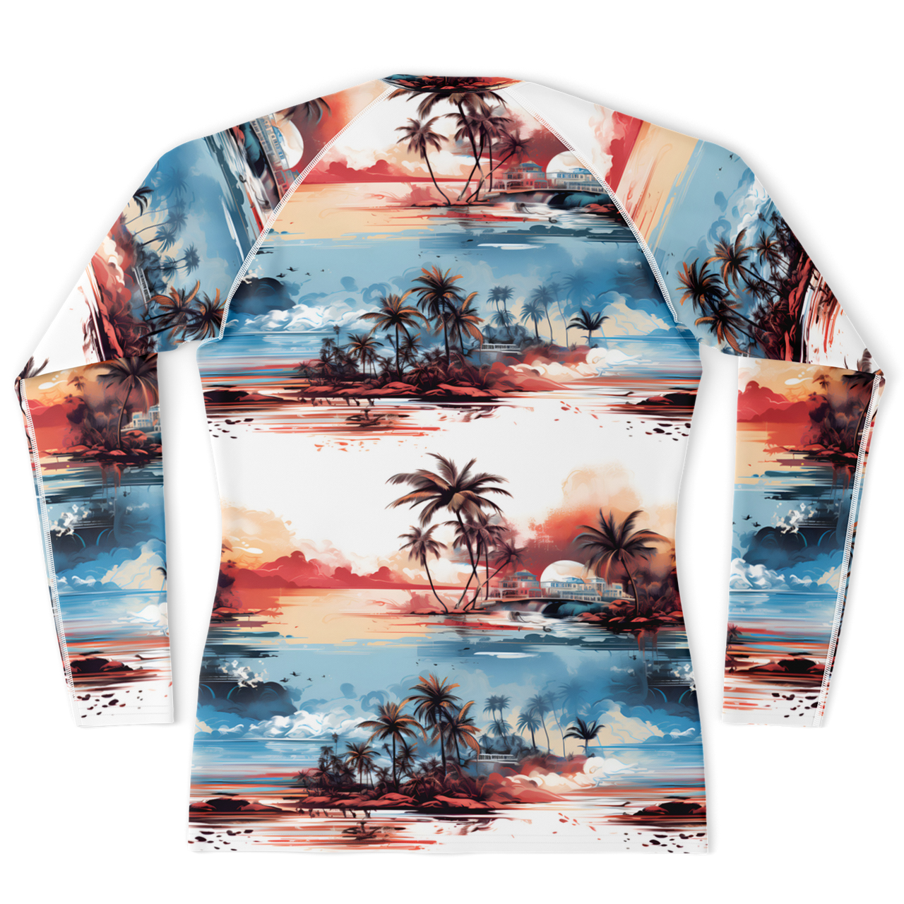 Chokefish™ Long Sleeve Rashguard Trees&Boats Men's Shirt-001