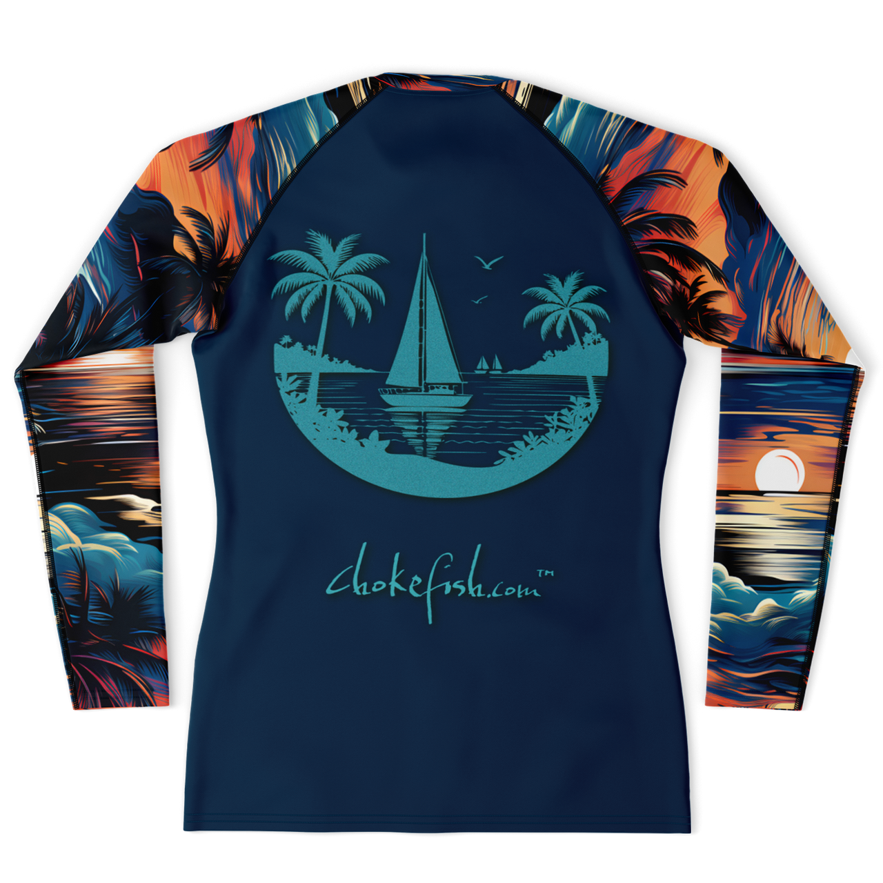 Chokefish™ Long Sleeve Rashguard Trees&Boats Men's Shirt-002