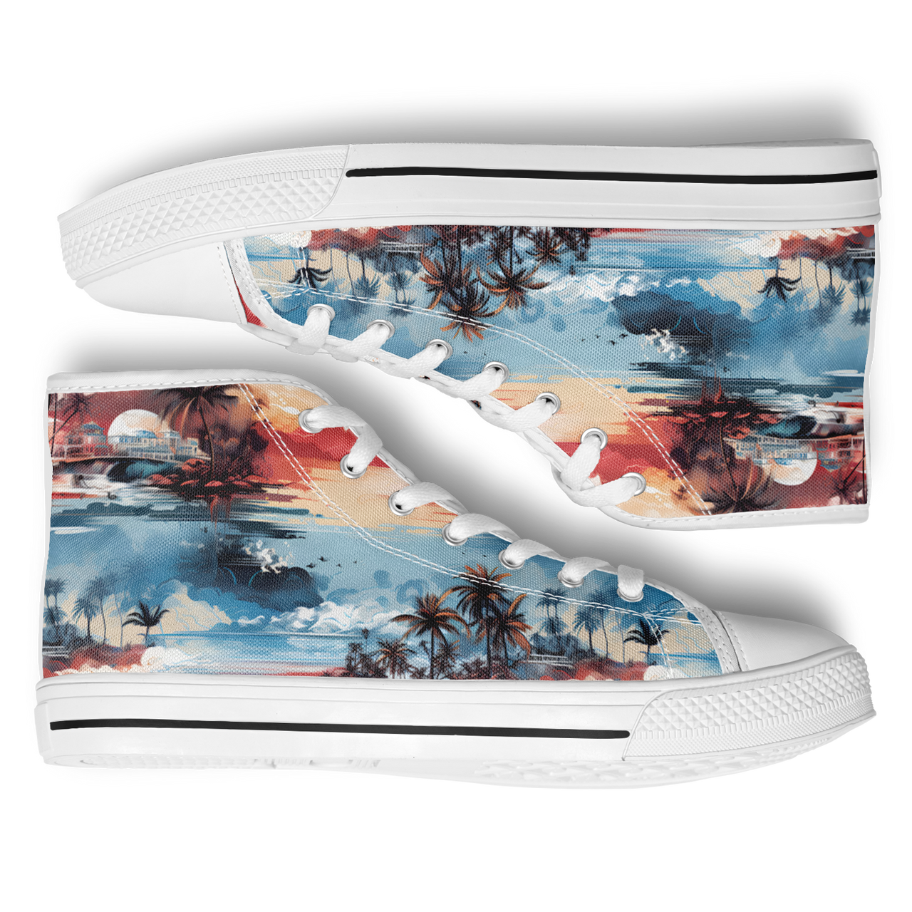 Chokefish™ Urban Peak Retro High Tops Trees & Boats-001
