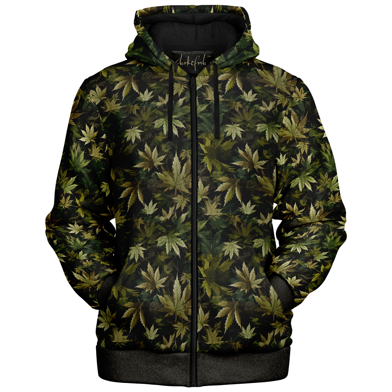 Chokefish™ Microfleece Zip-Up Hoodie Cannabis-009B