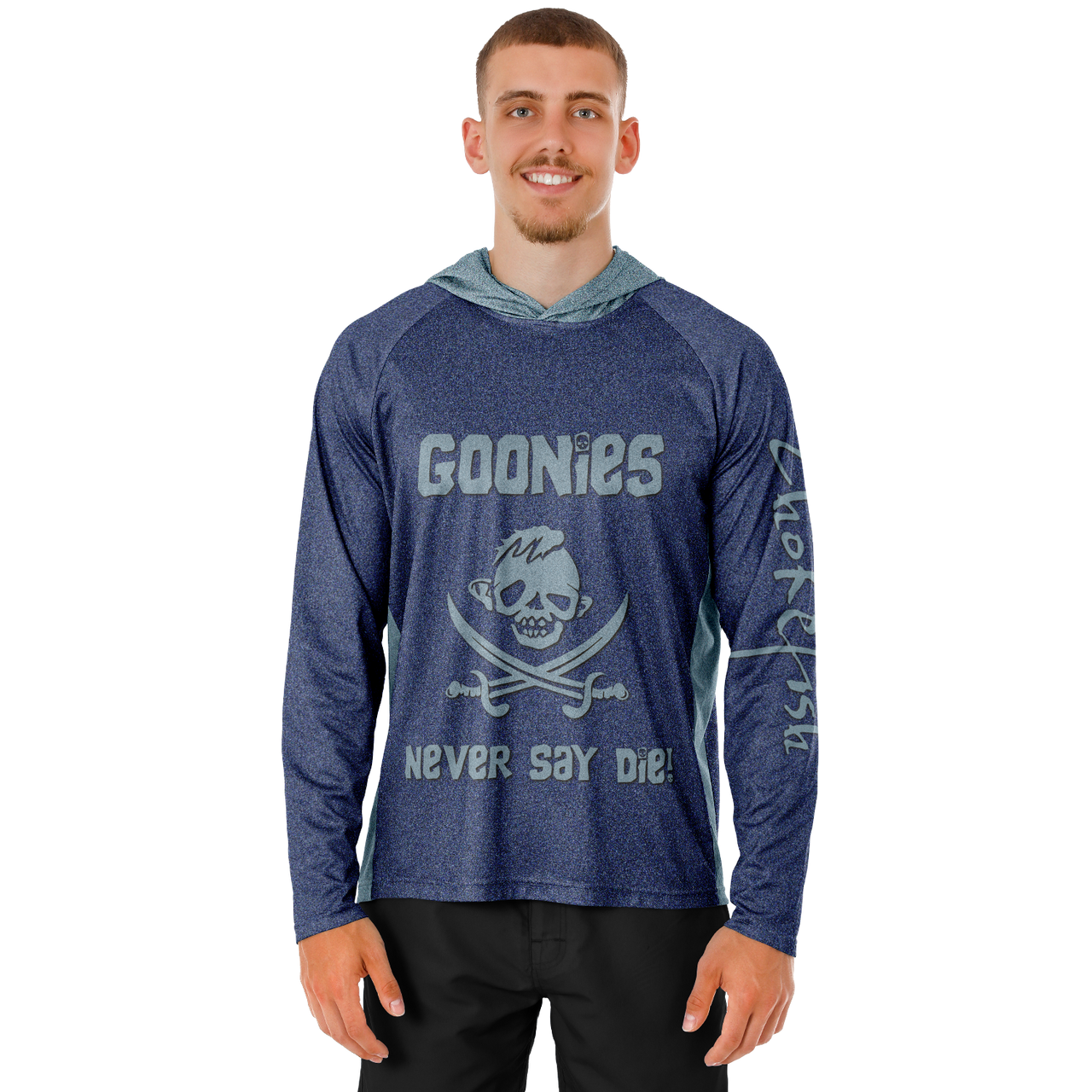 Chokefish™ Long Sleeve Every Day All Weather Hooded "Goonies Never Say Die" Shirt Men's - SLE