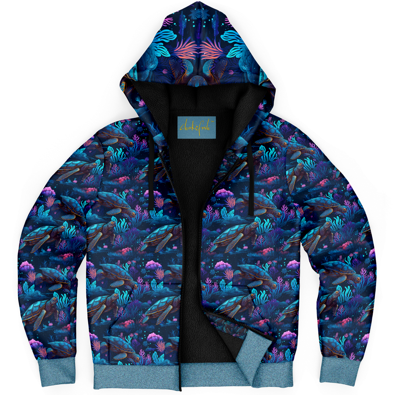 Chokefish™ Microfleece Zip-Up Hoodie Marine Life-005B