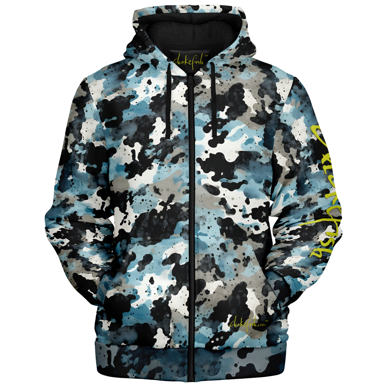 Chokefish™ Microfleece Zip-Up Hoodie Acid-Wash Colors-012B