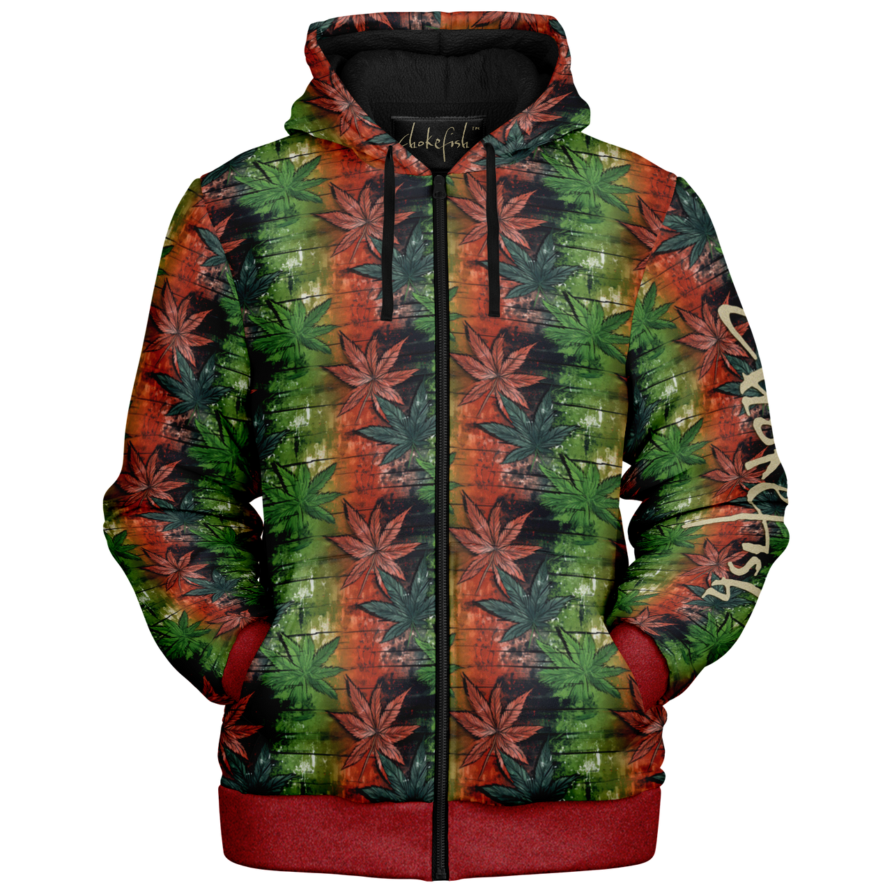Chokefish™ Microfleece Zip-Up Hoodie Cannabis-005B