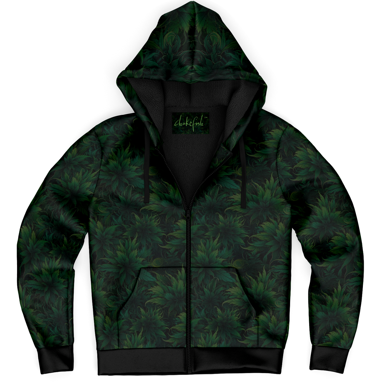 Chokefish™ Microfleece Zip-Up Hoodie Cannabis-004B