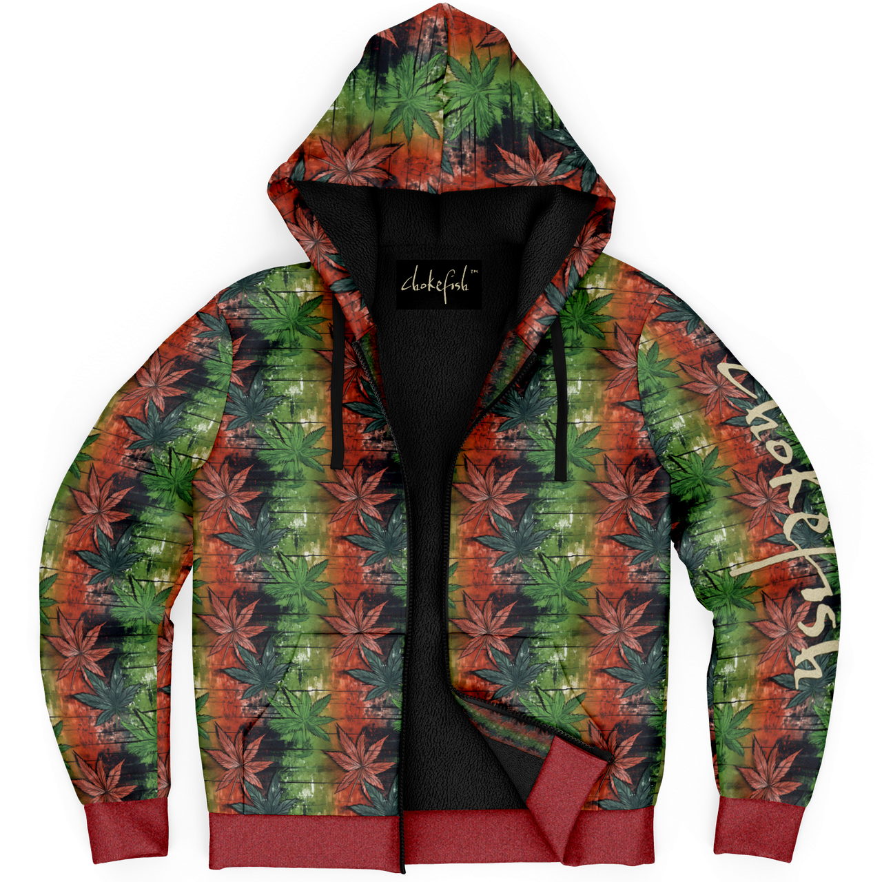 Chokefish™ Microfleece Zip-Up Hoodie Cannabis-005B