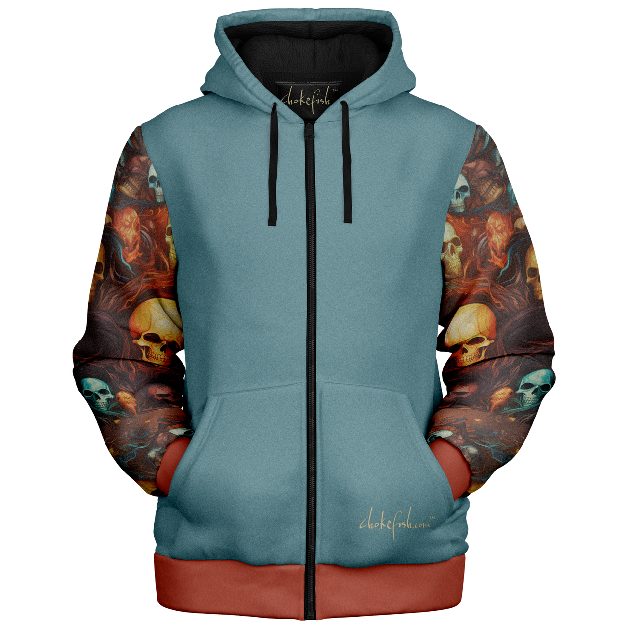 Chokefish™ Microfleece Zip-Up Hoodie Skulls-002B