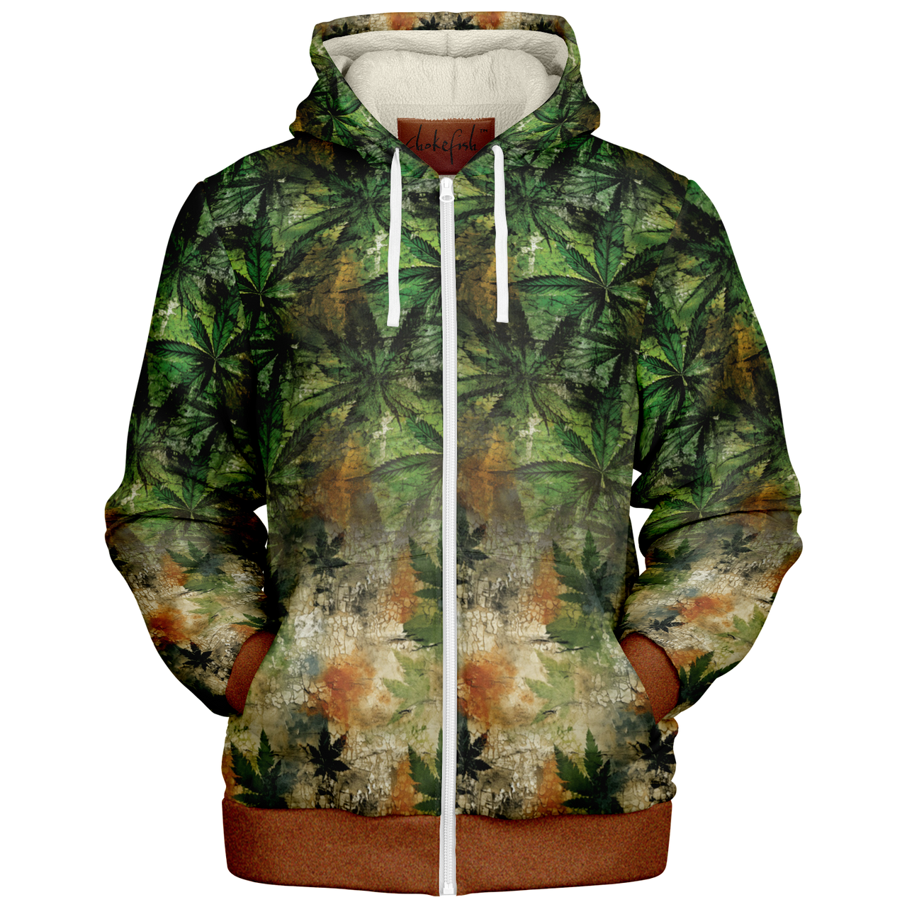 Chokefish™ Microfleece Zip-Up Hoodie Cannabis-001