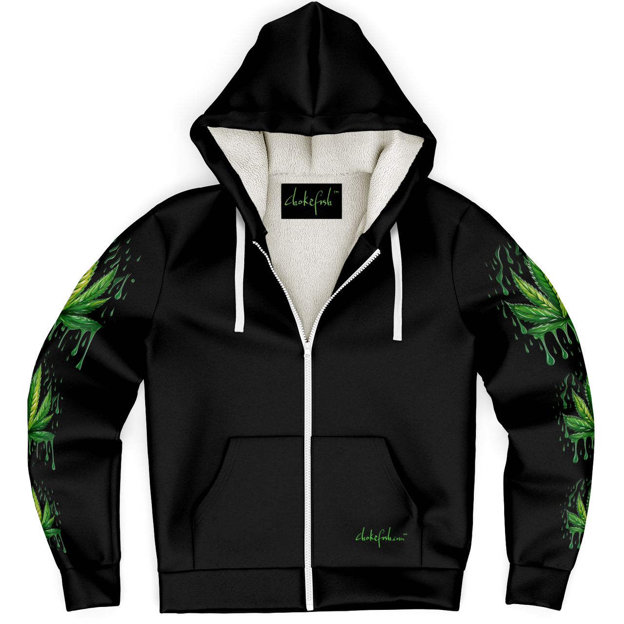 Chokefish™ Microfleece Zip-Up Hoodie Cannabis-003