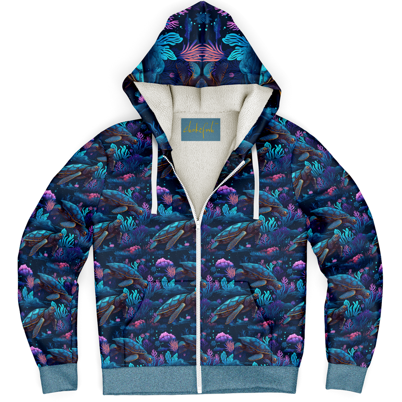 Chokefish™ Microfleece Zip-Up Hoodie Marine Life-005