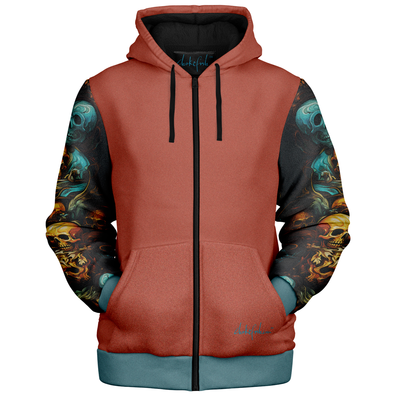 Chokefish™ Microfleece Zip-Up Hoodie Skulls-001B