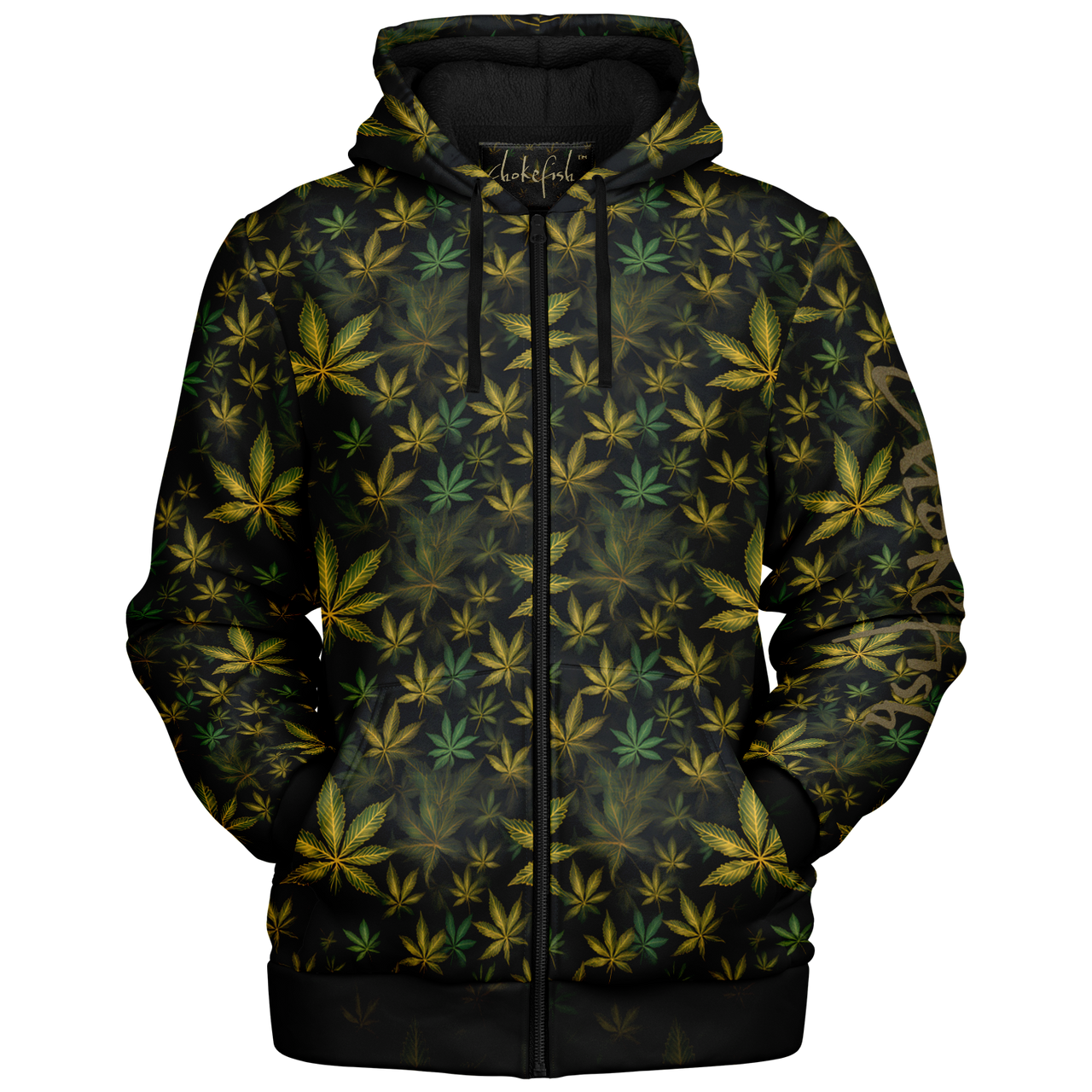 Chokefish™ Microfleece Zip-Up Hoodie Cannabis-007B