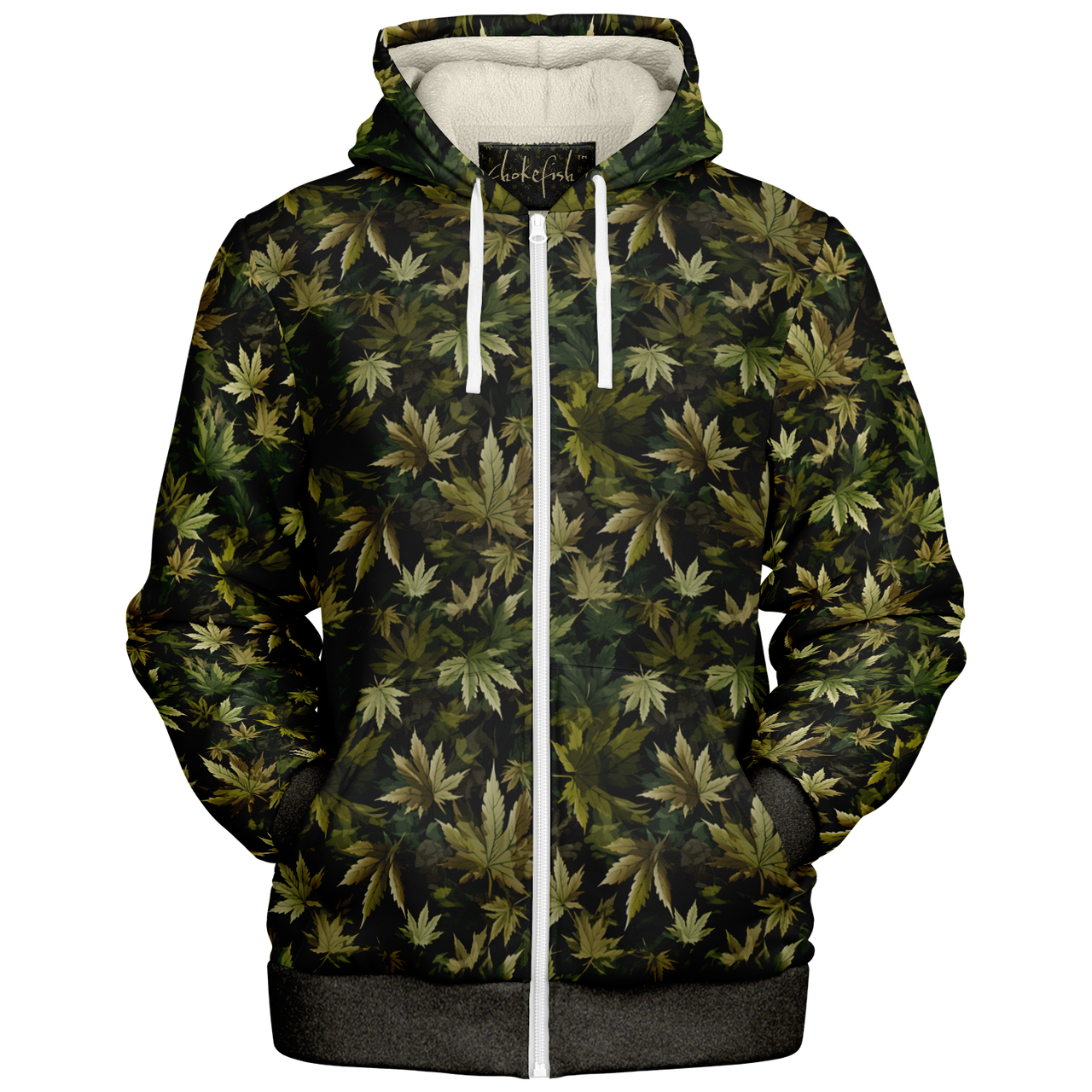 Chokefish™ Microfleece Zip-Up Hoodie Cannabis-009