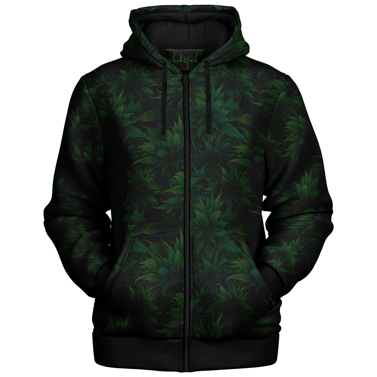 Chokefish™ Microfleece Zip-Up Hoodie Cannabis-004B