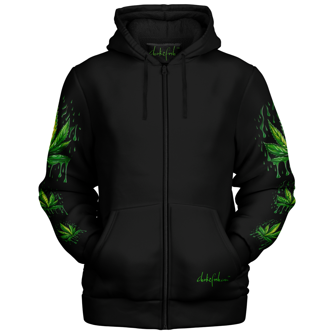 Chokefish™ Microfleece Zip-Up Hoodie Cannabis-003B
