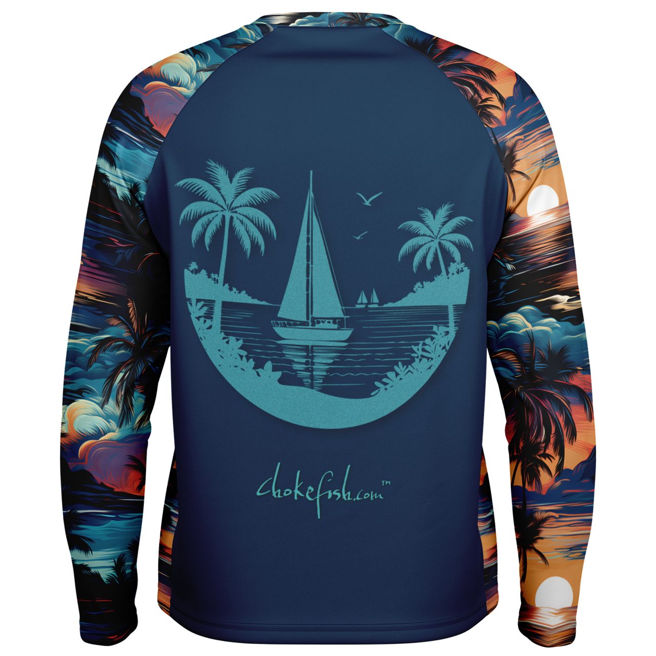 Chokefish™ Long Sleeve Every Day All Weather Trees&Boats Shirt Men's-002 - SLE