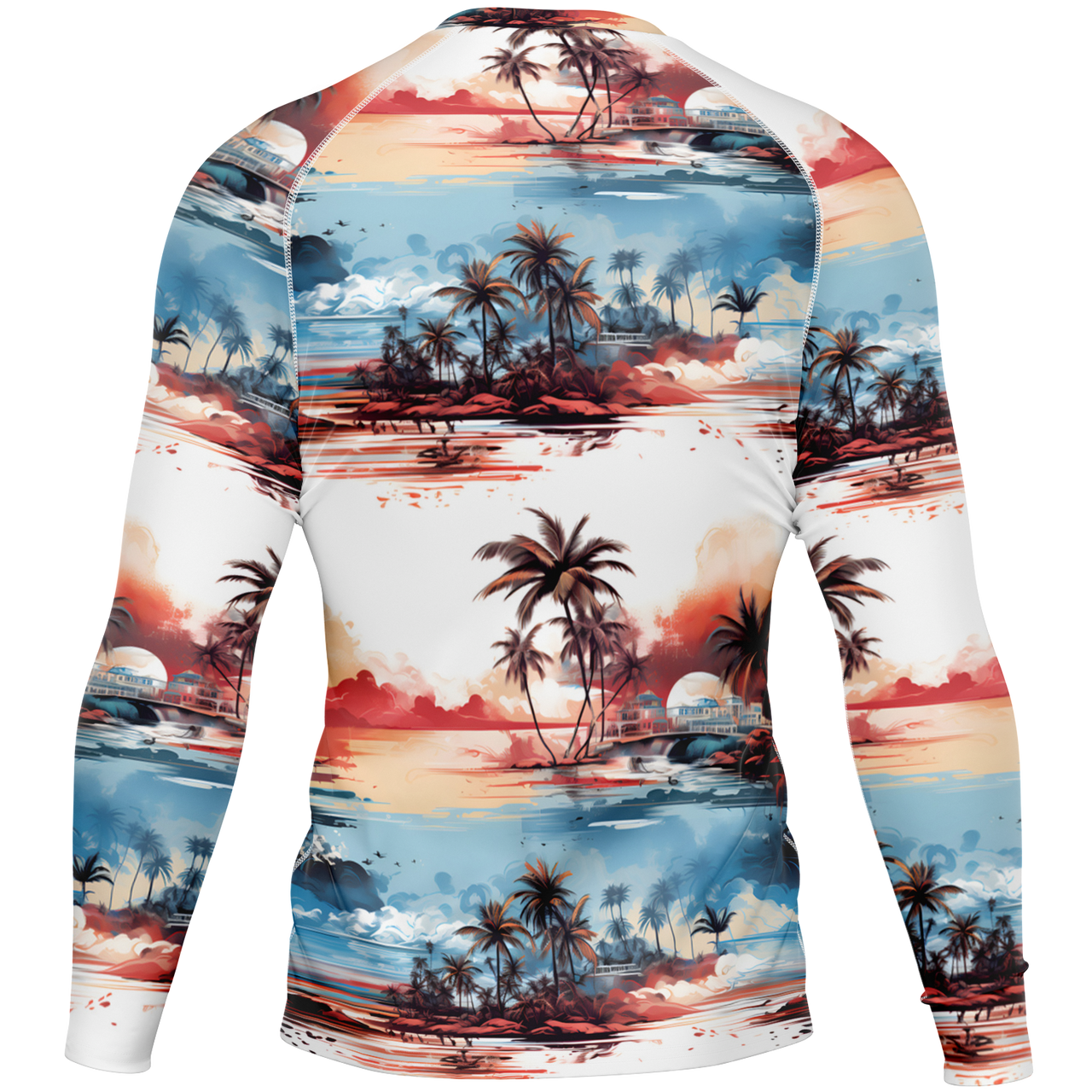 Chokefish™ Long Sleeve Rashguard Trees&Boats Men's Shirt-001