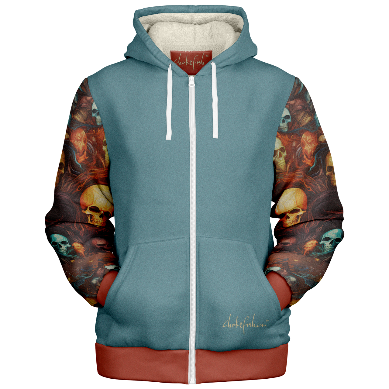 Chokefish™ Microfleece Zip-Up Hoodie Skulls-002