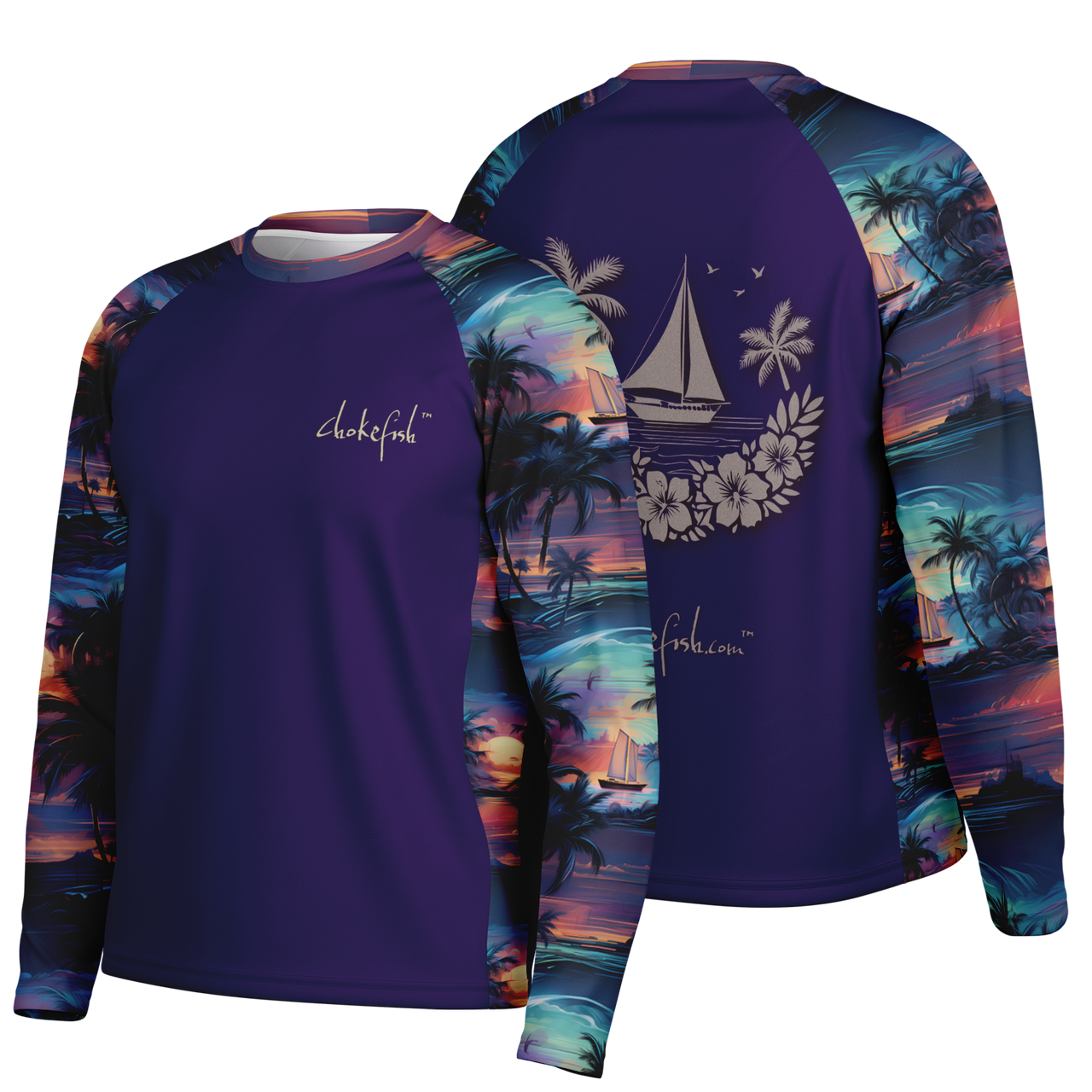 Chokefish™ Long Sleeve Every Day All Weather Trees&Boats Shirt Men's-004 - SLE