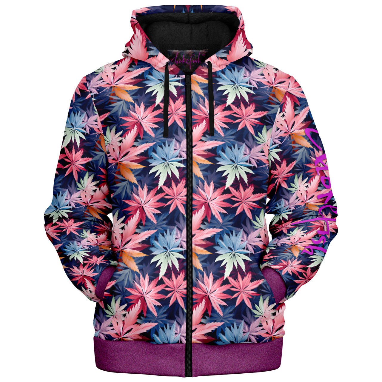 Chokefish™ Microfleece Zip-Up Hoodie Cannabis-006B