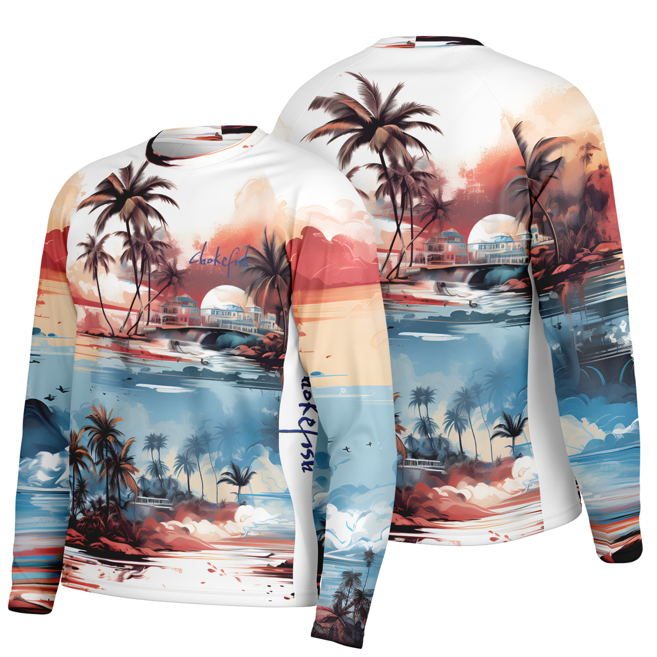 Chokefish™ Long Sleeve Every Day All Weather Trees&Boats Shirt Men's-001-Special-Edition
