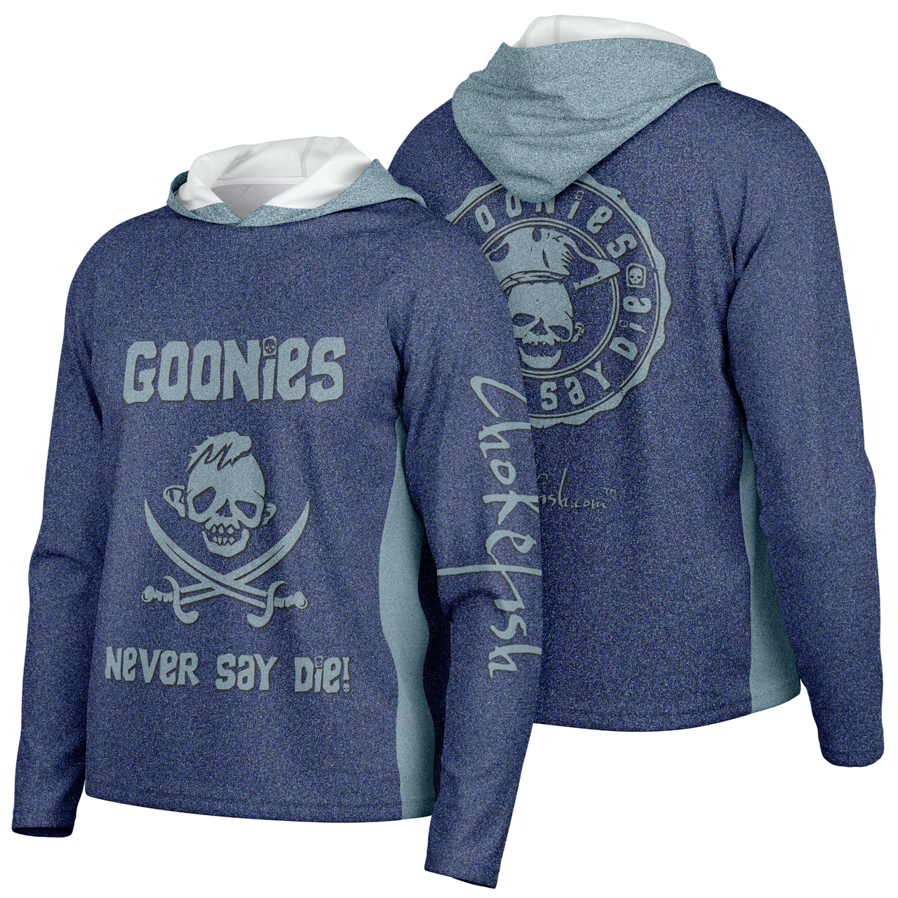 Chokefish™ Long Sleeve Every Day All Weather Hooded "Goonies Never Say Die" Shirt Men's - SLE