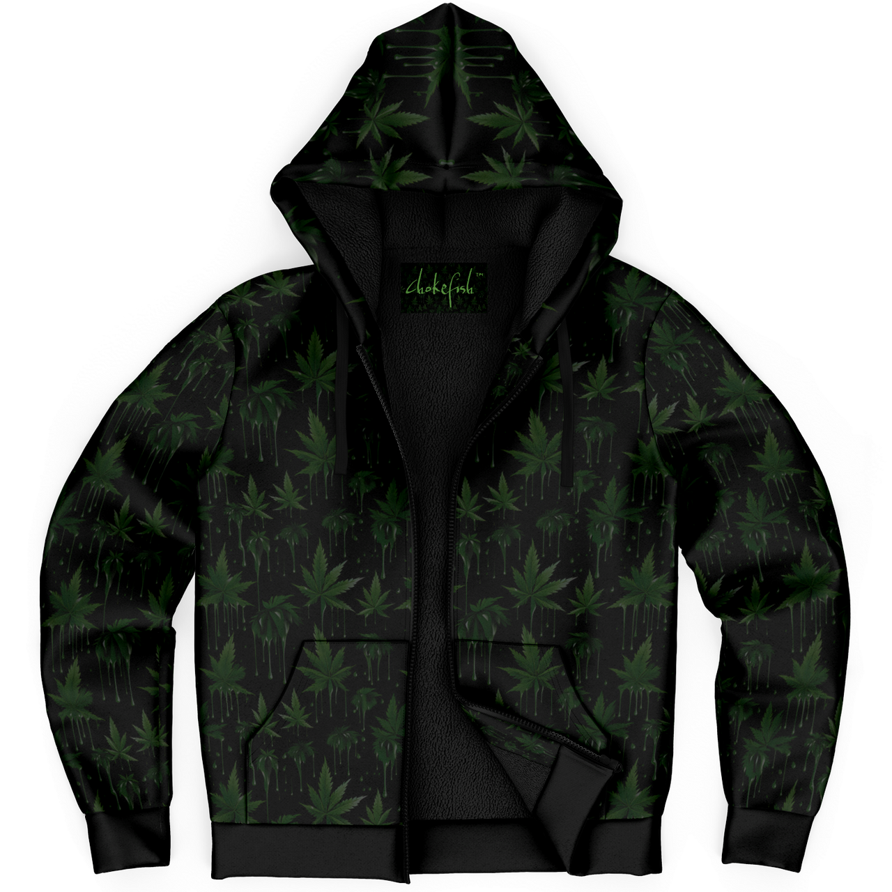 Chokefish™ Microfleece Zip-Up Hoodie Cannabis-003-2B